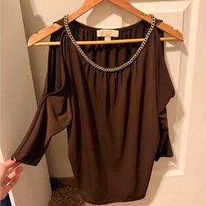 MICHAEL Michael Kors Brown Chain Accent Blouse